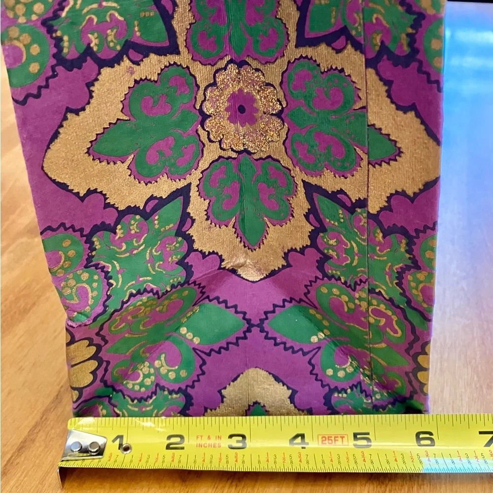 Gorgeous embellished gift bag in purple, green and gold, 16x14x6”